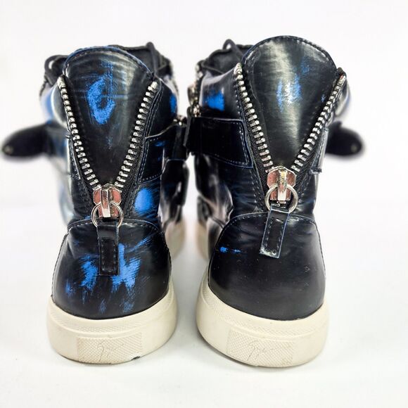 Giuseppe Zanotti Coby Blue Black Brushed Leather High-Top Sneakers US Men’s 8 main image 7